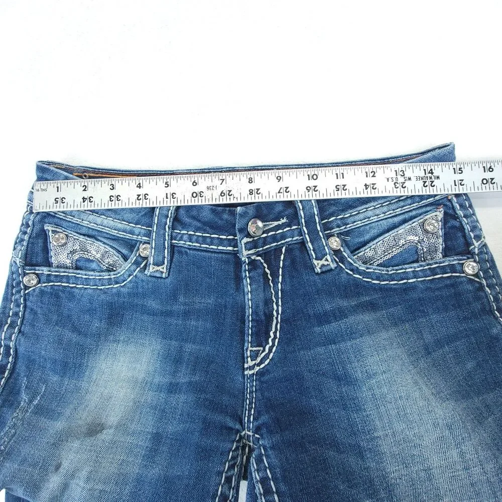 Rock Revival Jeans Womens 29 Sasha Straight Embellished *Flaw* - Picture 10 of 12